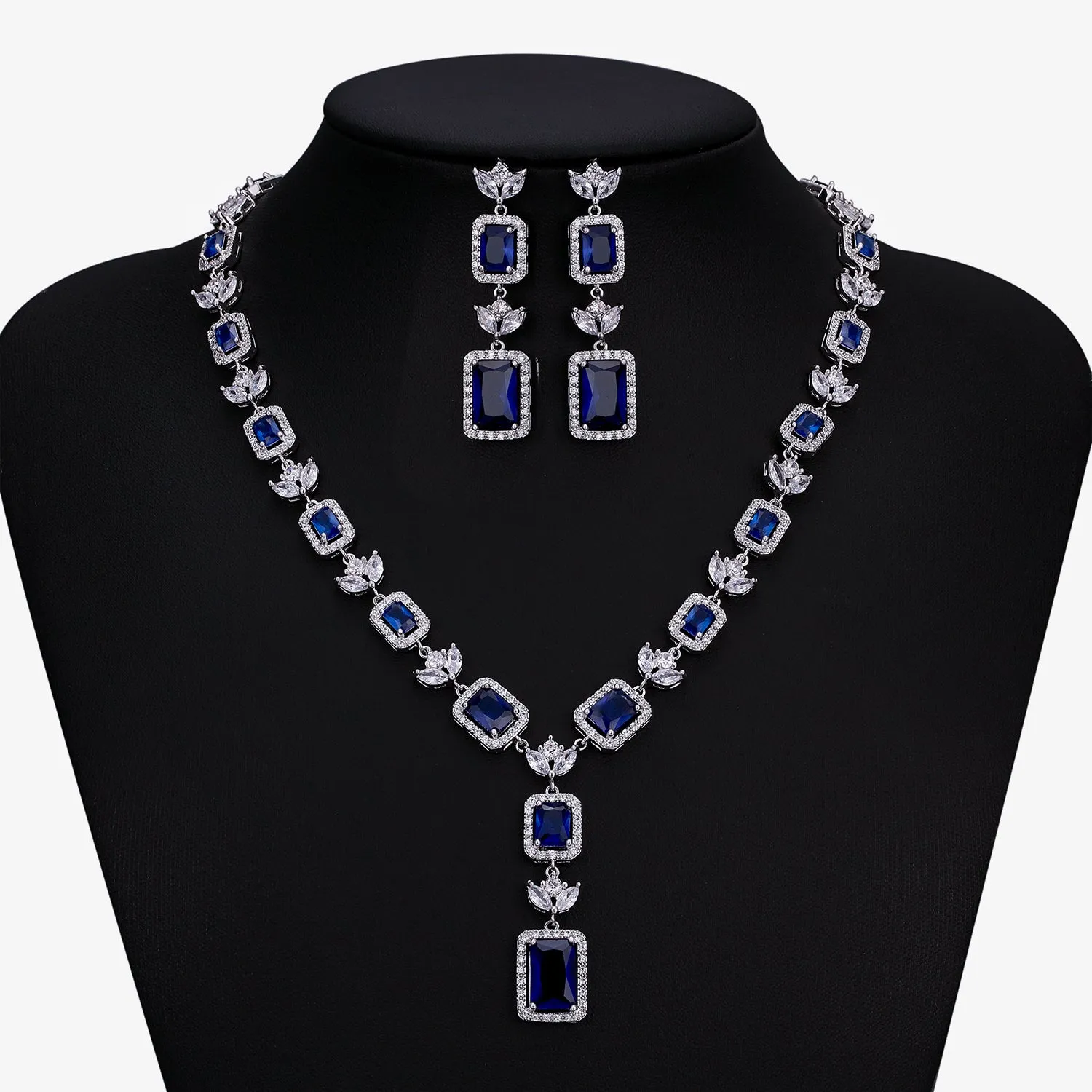 Cubic zirconia bride wedding necklace earring set CN10230