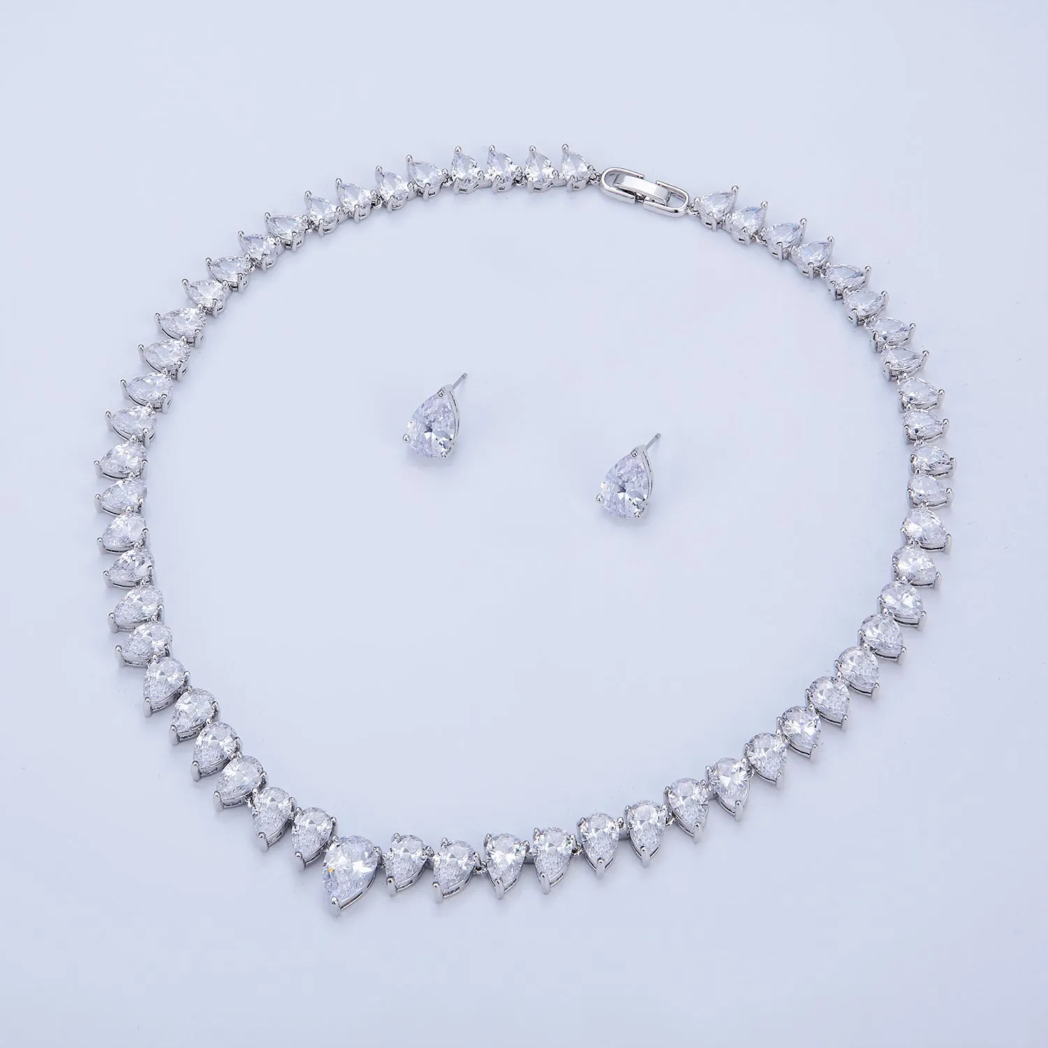 Cubic zirconia bride wedding necklace earring set  CN10271