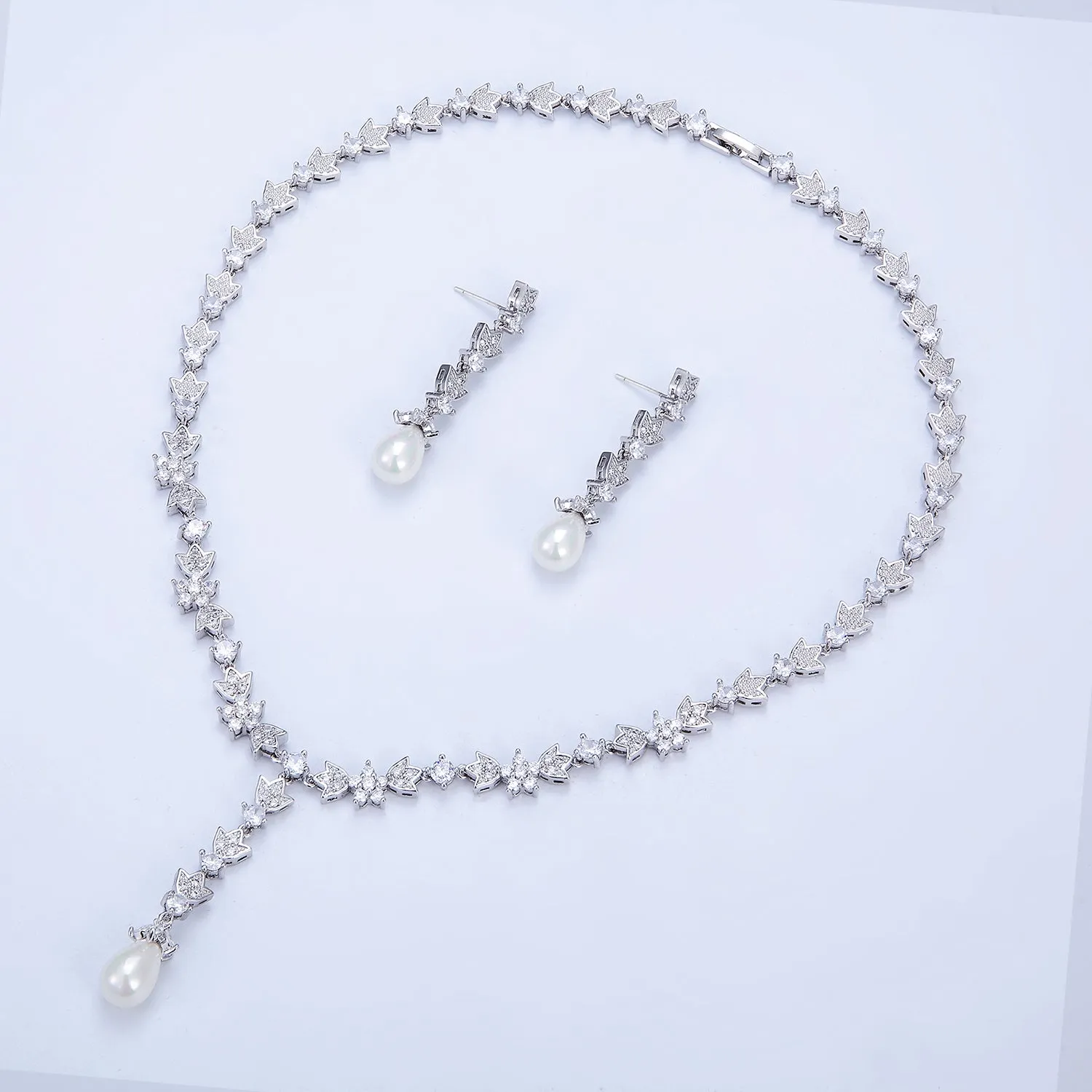 Cubic zirconia bride wedding necklace earring set CN10283