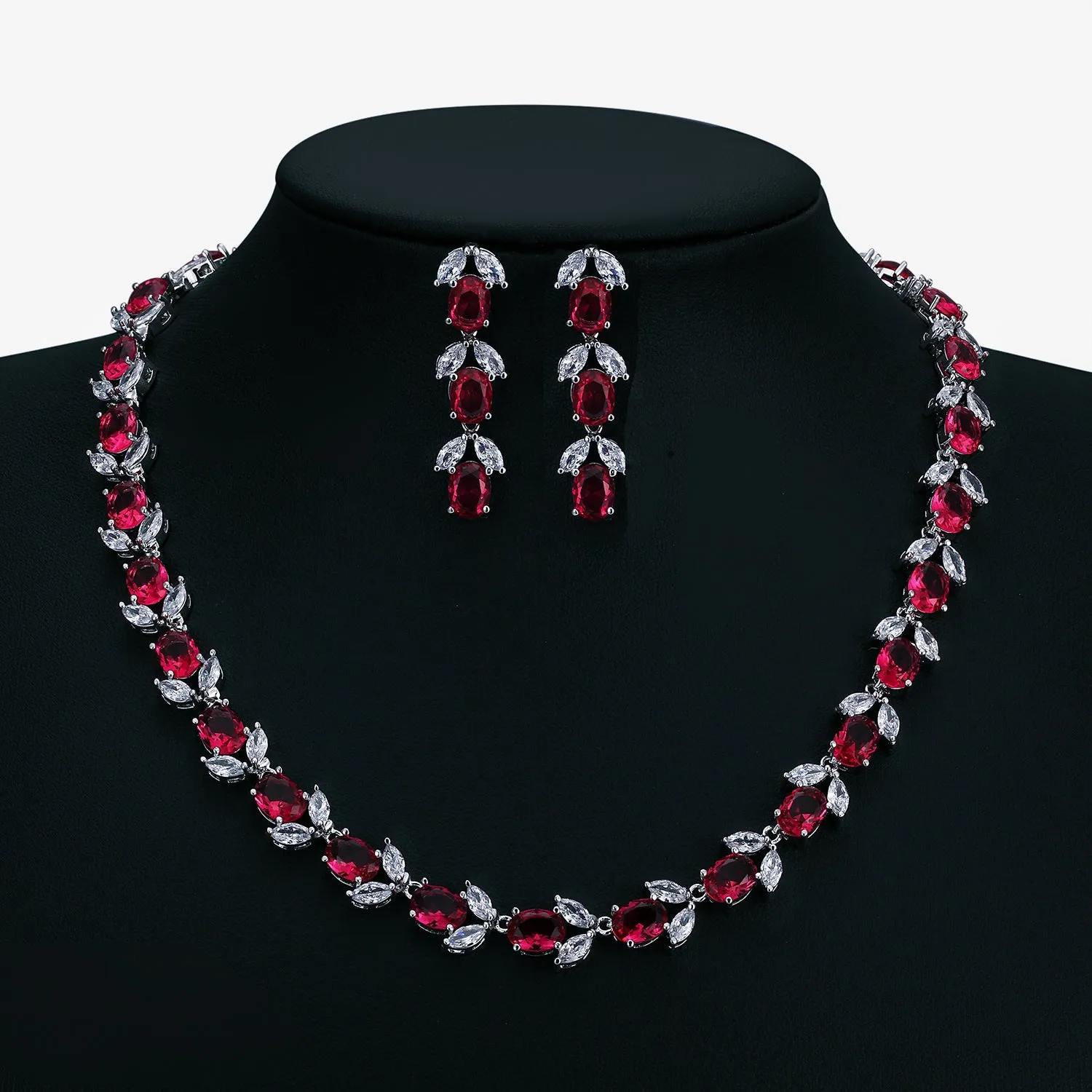 Cubic zirconia bride wedding necklace earring set CN10293