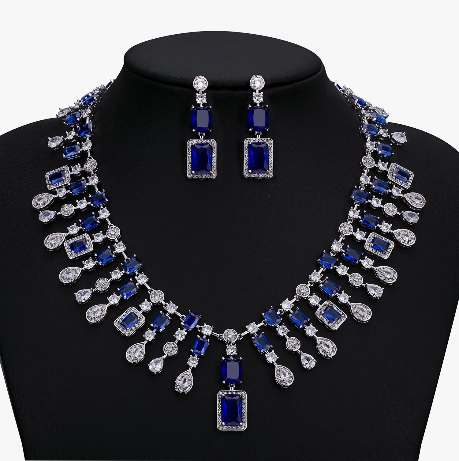 Cubic zirconia bride wedding necklace earring set tCN10307