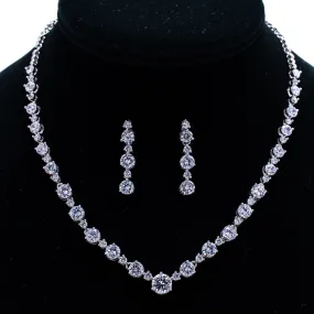 Cubic zirconia bride wedding necklace earring set top quality CN10155