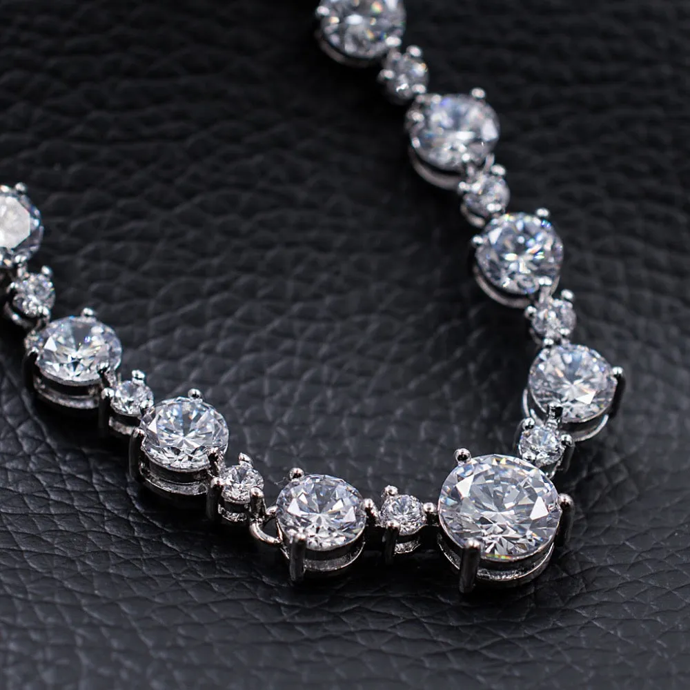 Cubic zirconia bride wedding necklace earring set top quality CN10155