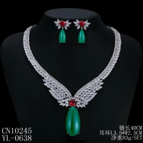 Cubic zirconia bride wedding necklace earring set top quality CN10245