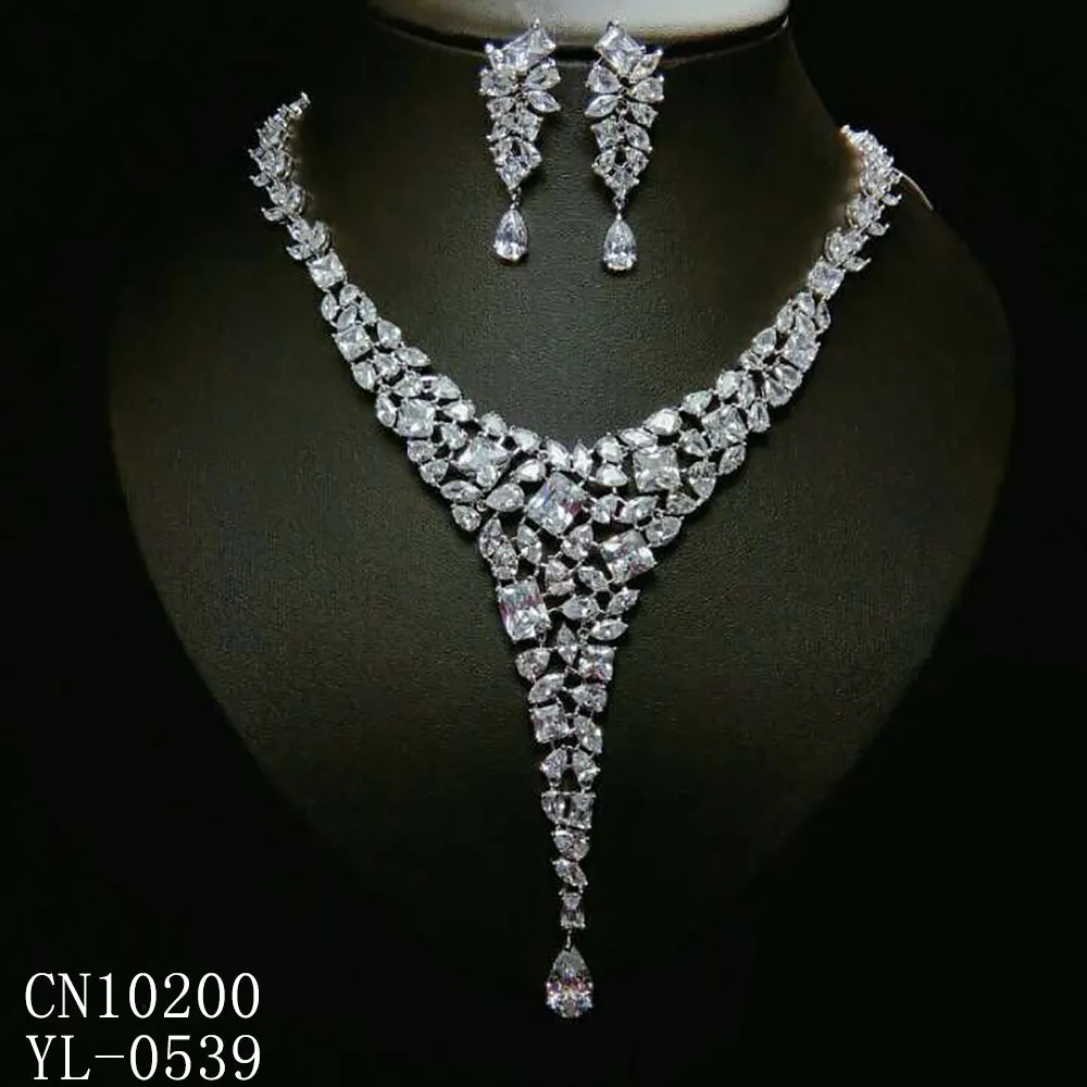 Cubic zirconia Bride Wedding Necklace Earring Set,Women Jewelry CN10200