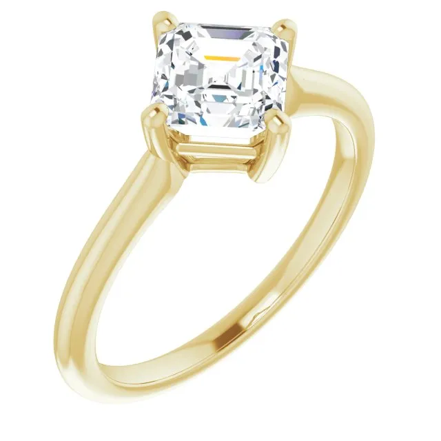 Cubic Zirconia Engagement Ring- The Adora (Customizable Asscher Cut Solitaire with Raised Prong Basket)