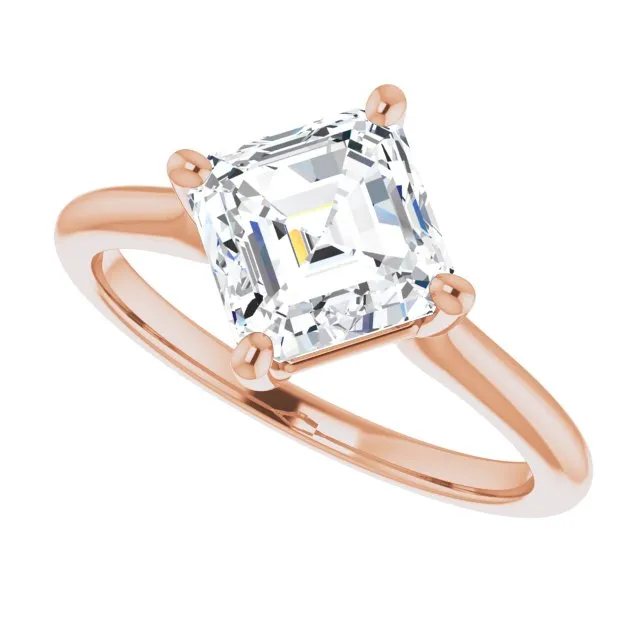 Cubic Zirconia Engagement Ring- The Adora (Customizable Asscher Cut Solitaire with Raised Prong Basket)