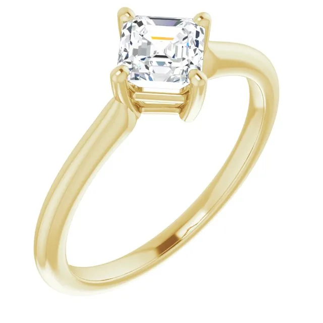 Cubic Zirconia Engagement Ring- The Adora (Customizable Asscher Cut Solitaire with Raised Prong Basket)