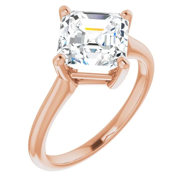 Cubic Zirconia Engagement Ring- The Adora (Customizable Asscher Cut Solitaire with Raised Prong Basket)