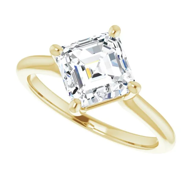 Cubic Zirconia Engagement Ring- The Adora (Customizable Asscher Cut Solitaire with Raised Prong Basket)