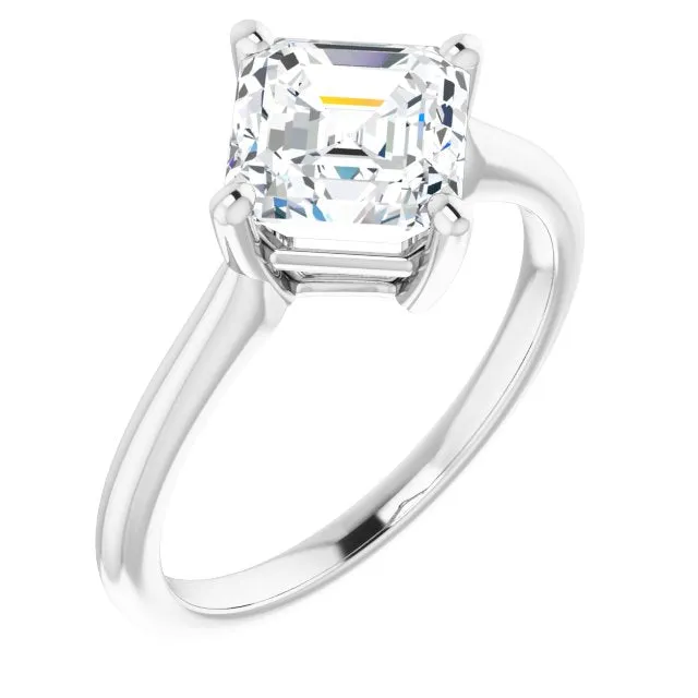 Cubic Zirconia Engagement Ring- The Adora (Customizable Asscher Cut Solitaire with Raised Prong Basket)