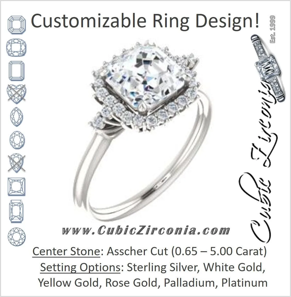 Cubic Zirconia Engagement Ring- The Amy Kiara (Customizable Asscher Cut)