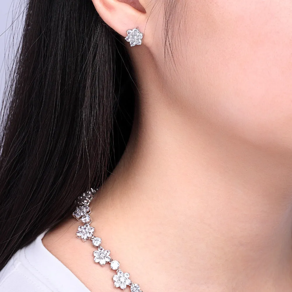 Cubic zirconia wedding necklace earring set for party CN10028