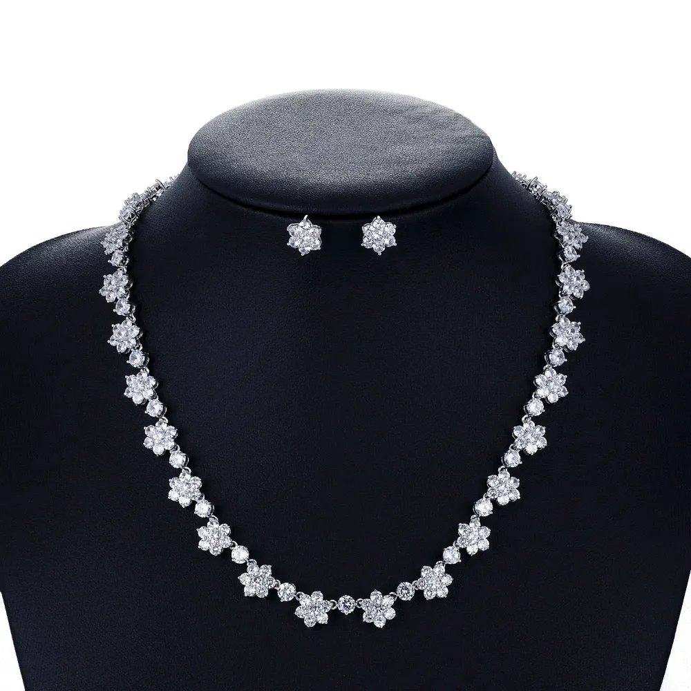 Cubic zirconia wedding necklace earring set for party CN10028