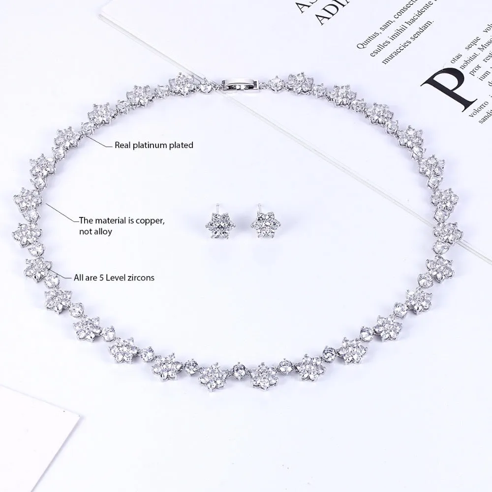 Cubic zirconia wedding necklace earring set for party CN10028