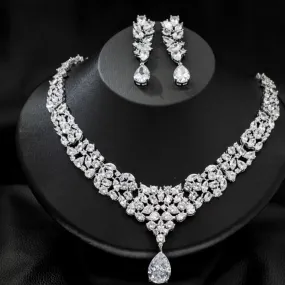 Cubic Zirconia Wedding Necklace Set,Party Women Crystals Jewelry CN10087