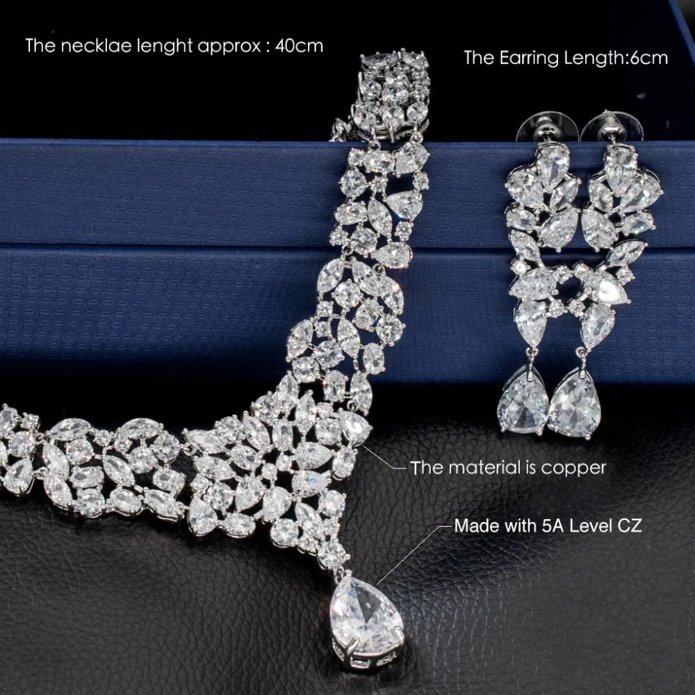 Cubic Zirconia Wedding Necklace Set,Party Women Crystals Jewelry CN10087