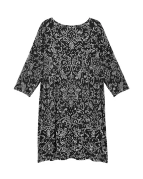 Cumberland 3/4 Sleeve Shift Dress | Black / Ivory