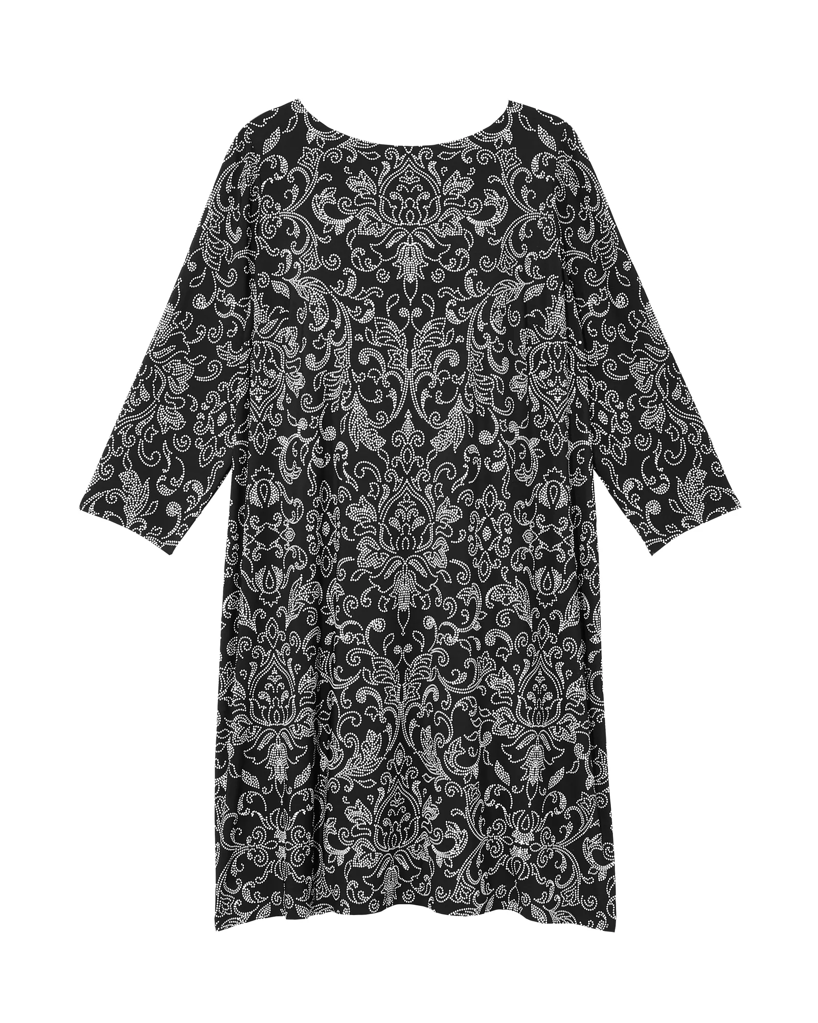 Cumberland 3/4 Sleeve Shift Dress | Black / Ivory