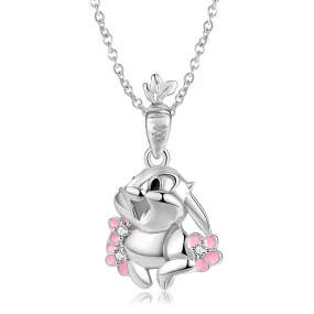 Cute Carrot Rabbit Pendant Silver Necklace