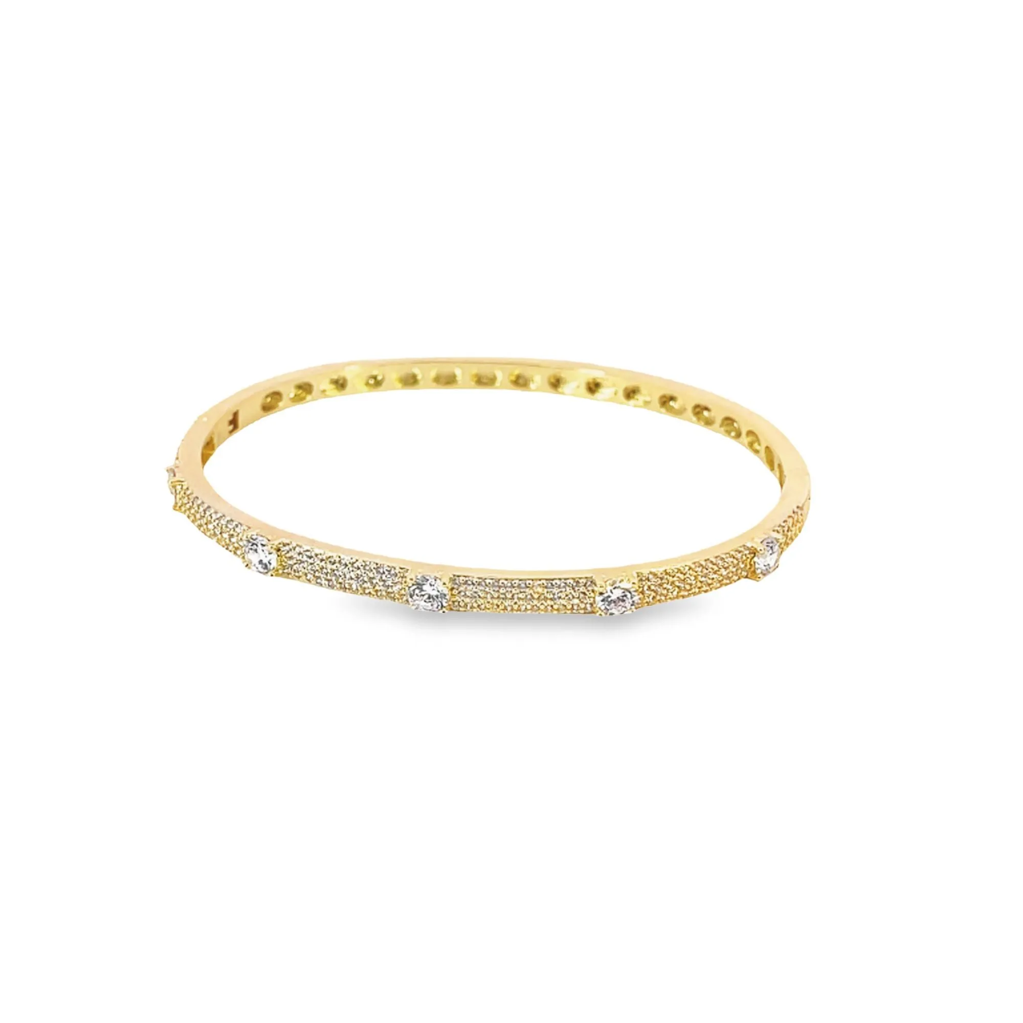 CZ Clear Paved Stone Bangle Bracelet (B113)