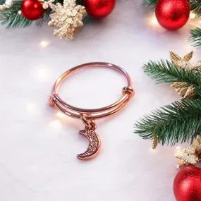 CZ Rose Gold Crescent Moon Ring 5-7