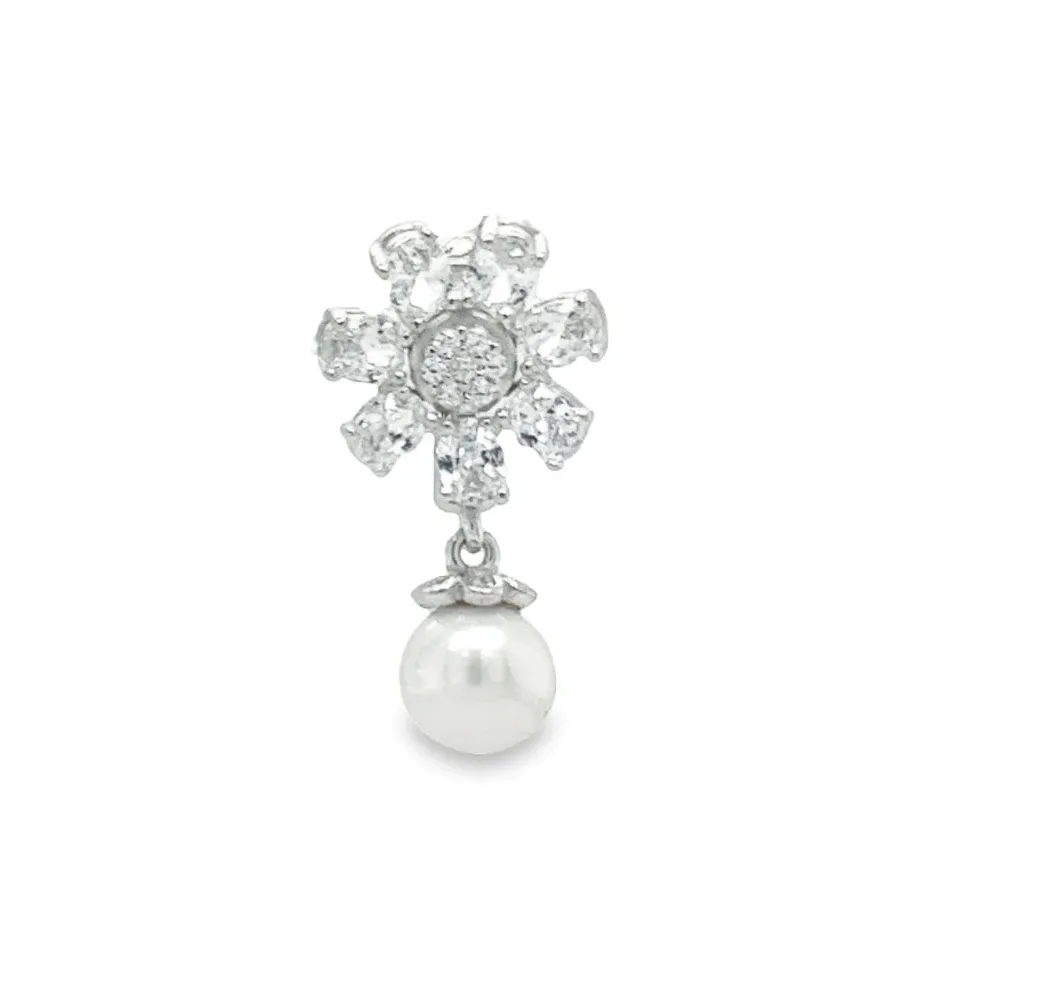 D1615 CZ Flower with Pearl Pendant