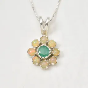 Daisy Emerald Pendant - Emerald Flower Necklace - Natural Emerald Pendant