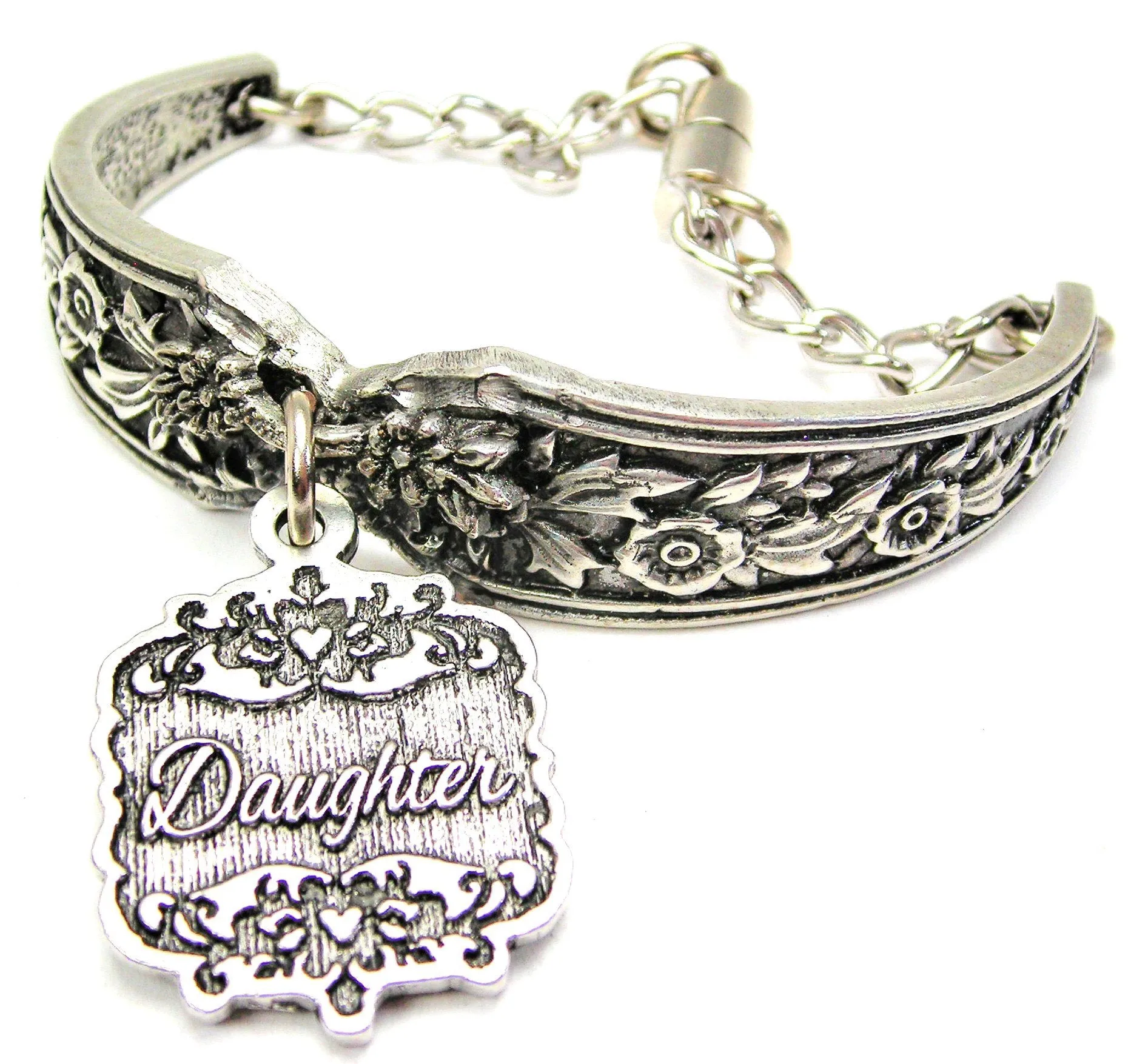 Daughter Victorian Scroll Vintage Spoon Chain Bracelet