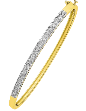 Diamond Bangle - 9ct Yellow Gold Diamond Set Bangle - 756688