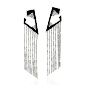 Diamond Chandelier Earrings 18k White Gold Handmade Jewelry Gift