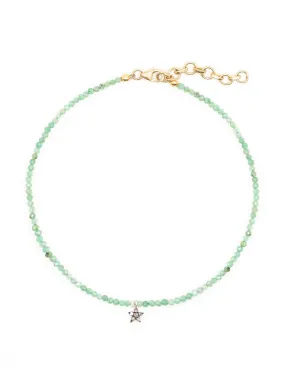 Diamond daisy and emerald beaded anklet