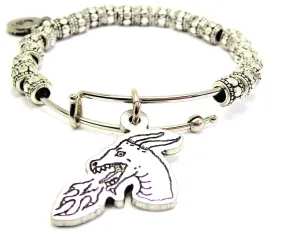 Dragon Head Breathing Fire Metal Beaded Bracelet