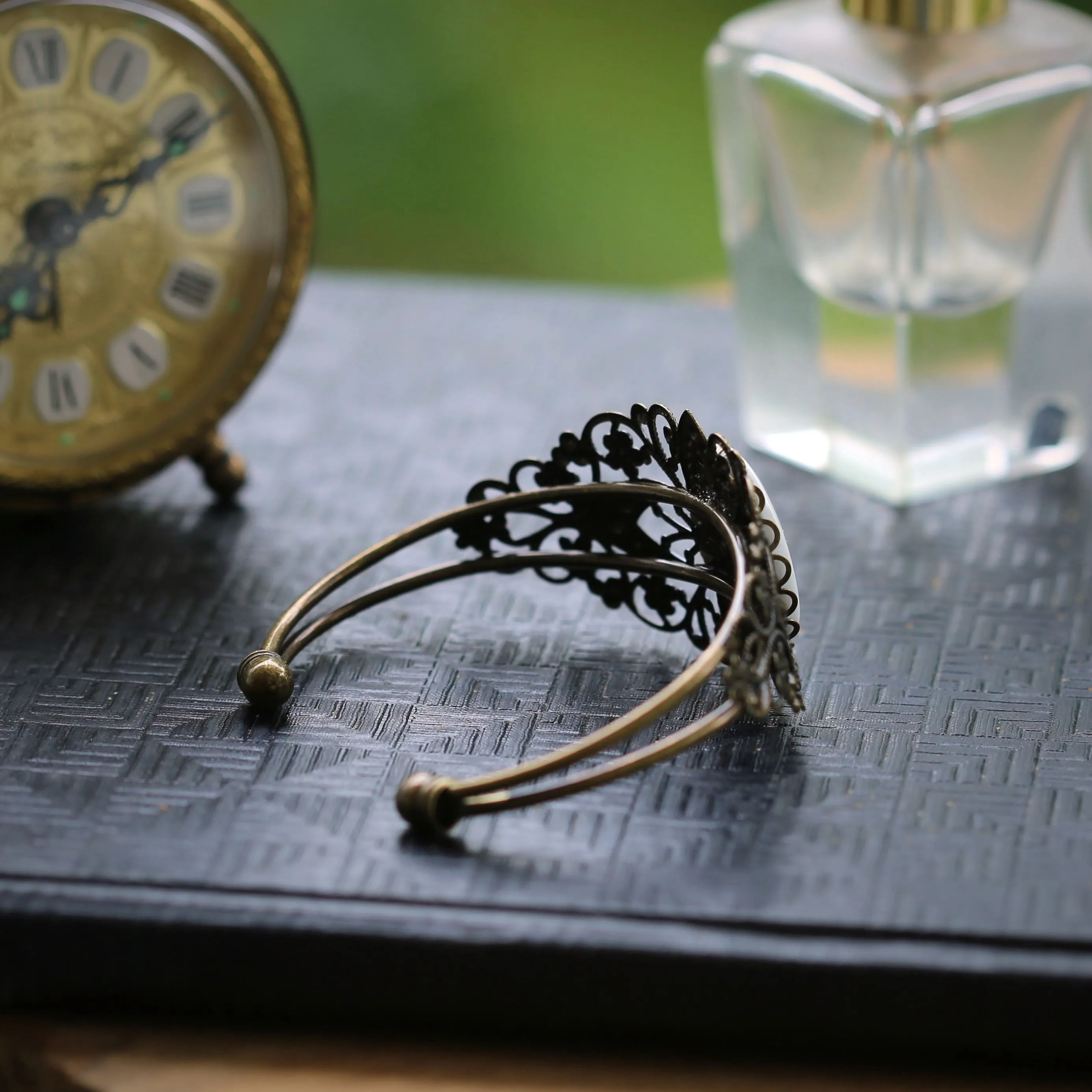 Dragonfly Cameo Cuff Bracelet in Vintage Style