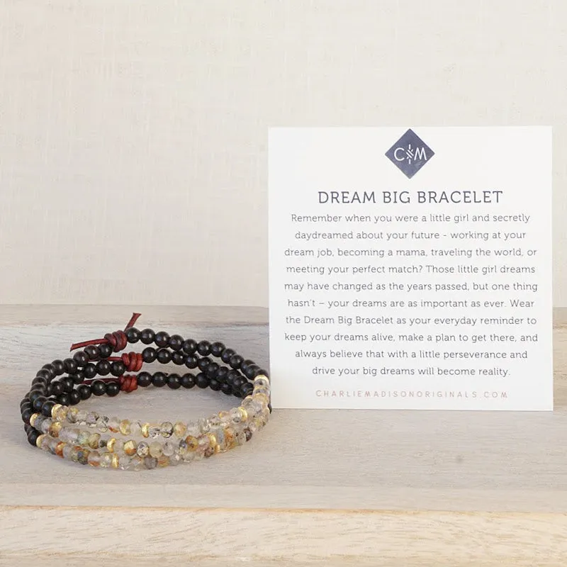 Dream Big Bracelet - Golden Rutile Quartz | Wood Diffuser Bracelet