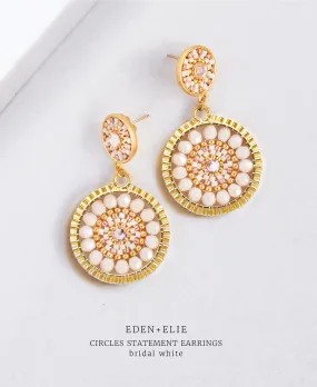 EDEN   ELIE Double Circle Statement Drop Earrings - bridal white