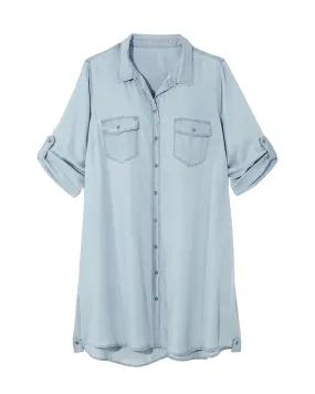 Edina Button Down Shirt Dress | Light Wash