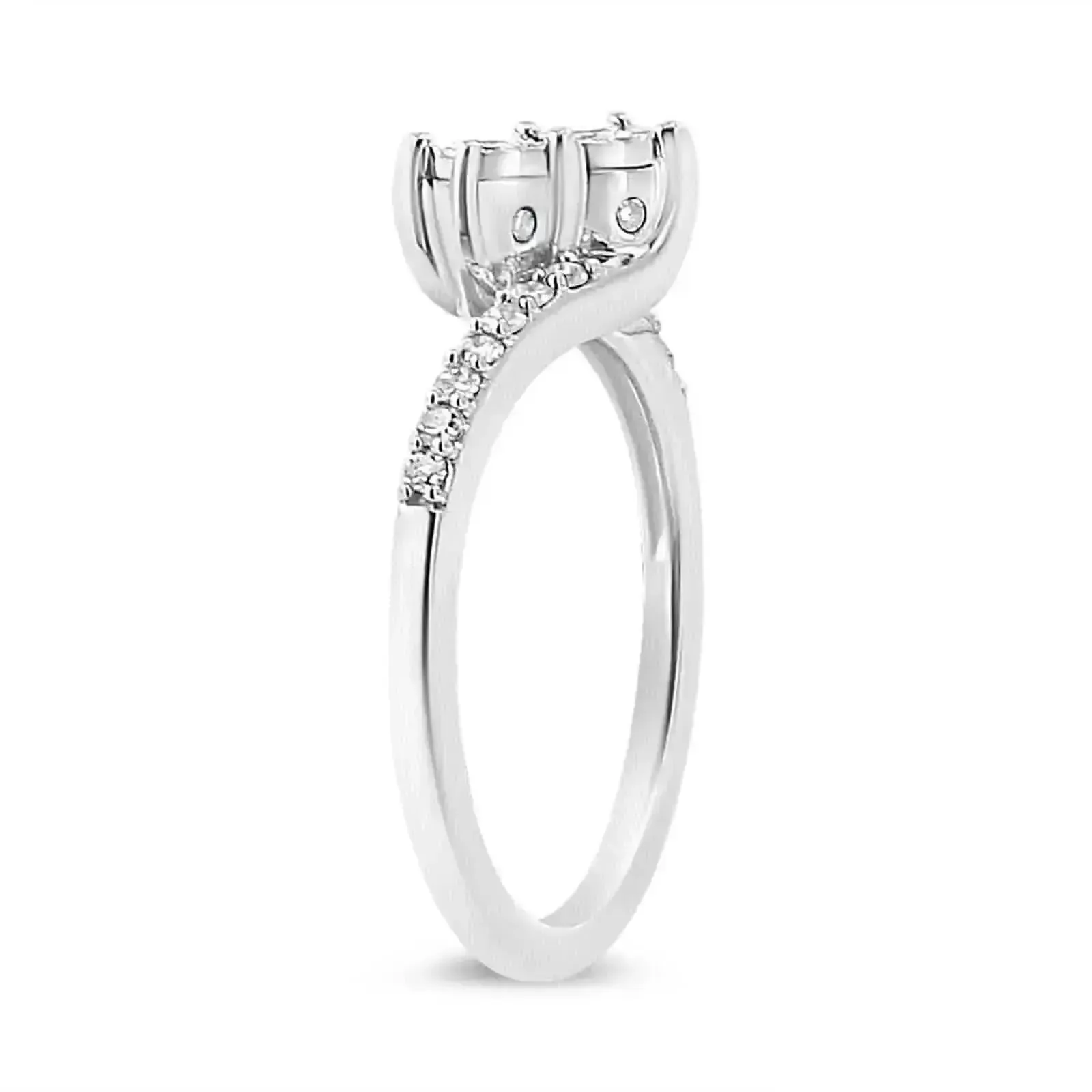 Elegant Double Diamond Engagement Ring in 10K White Gold - Size 6, .25 CTTW