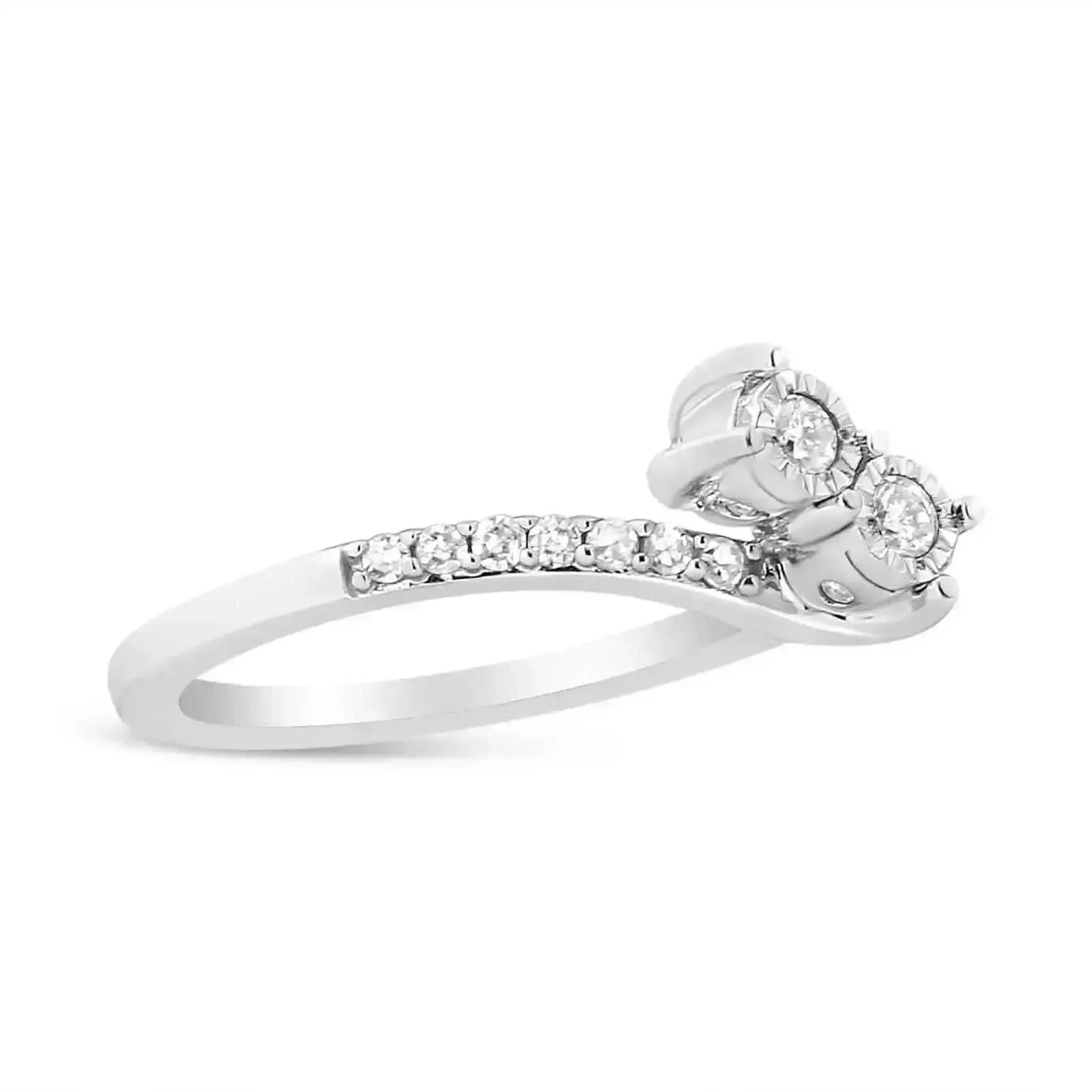 Elegant Double Diamond Engagement Ring in 10K White Gold - Size 6, .25 CTTW