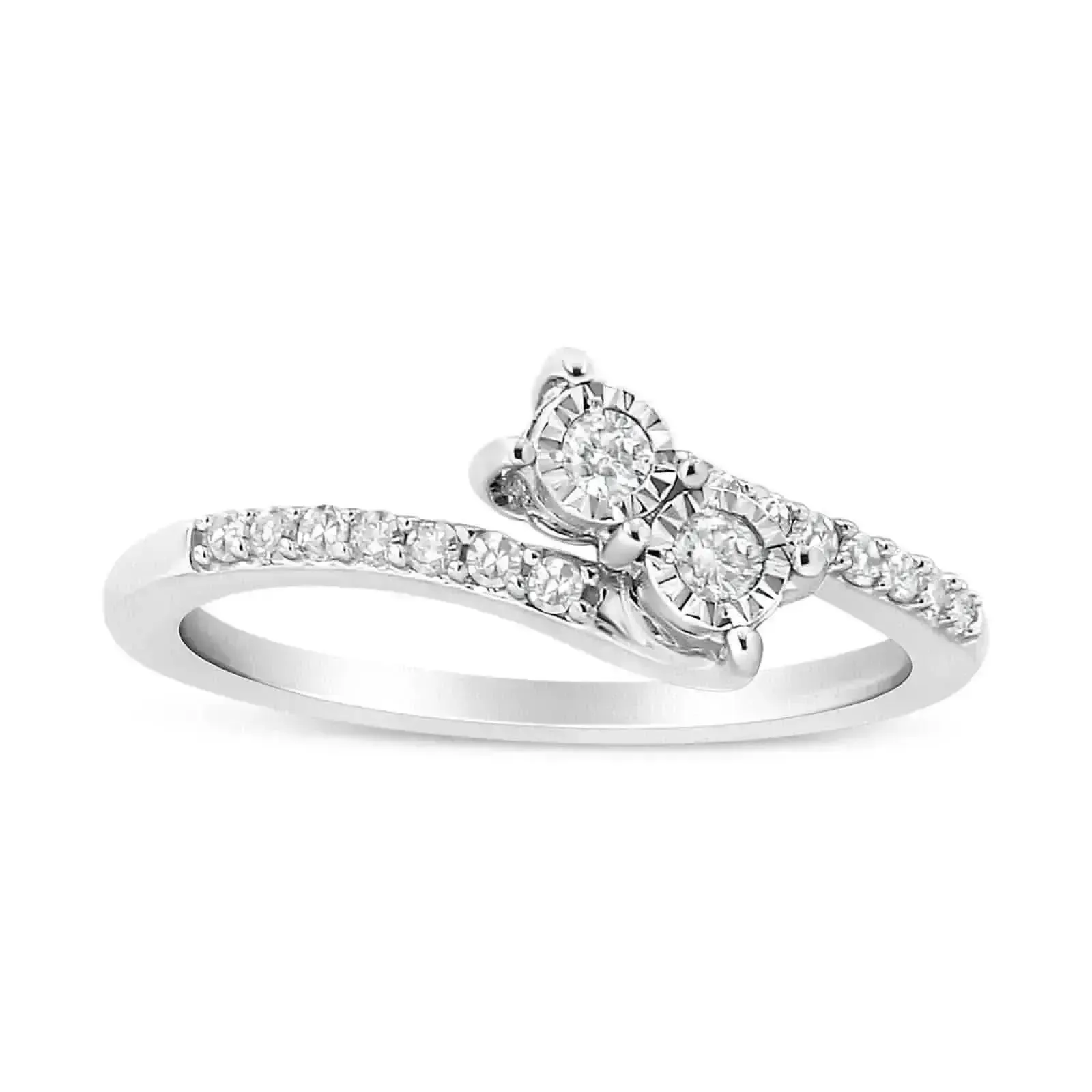 Elegant Double Diamond Engagement Ring in 10K White Gold - Size 6, .25 CTTW