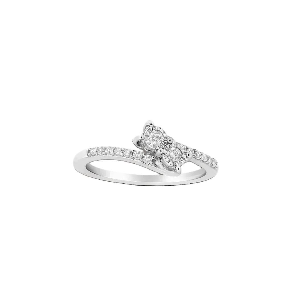 Elegant Double Diamond Engagement Ring in 10K White Gold - Size 6, .25 CTTW