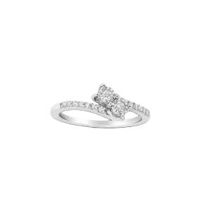 Elegant Double Diamond Engagement Ring in 10K White Gold - Size 6, .25 CTTW