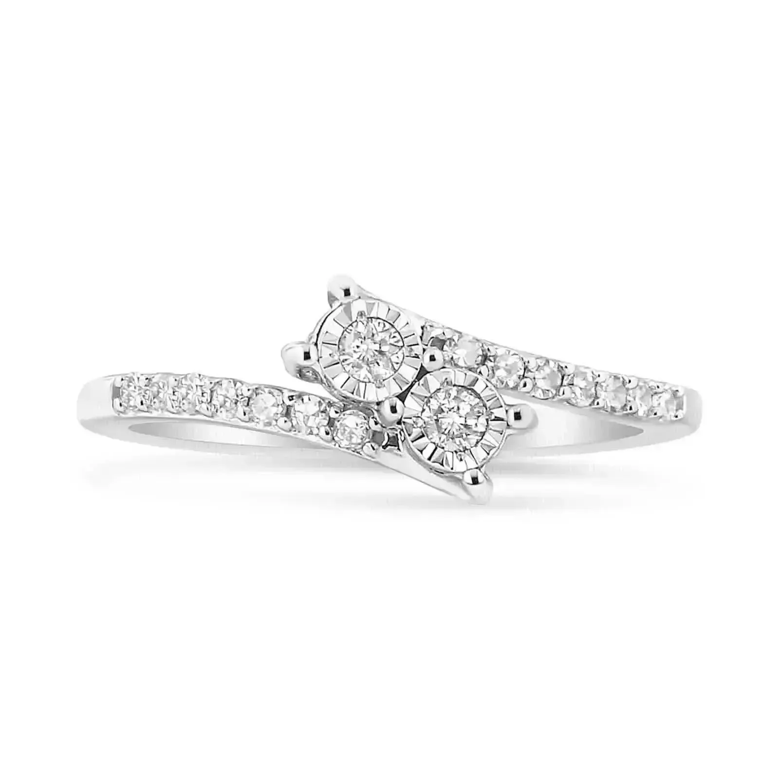 Elegant Double Diamond Engagement Ring in 10K White Gold - Size 6, .25 CTTW