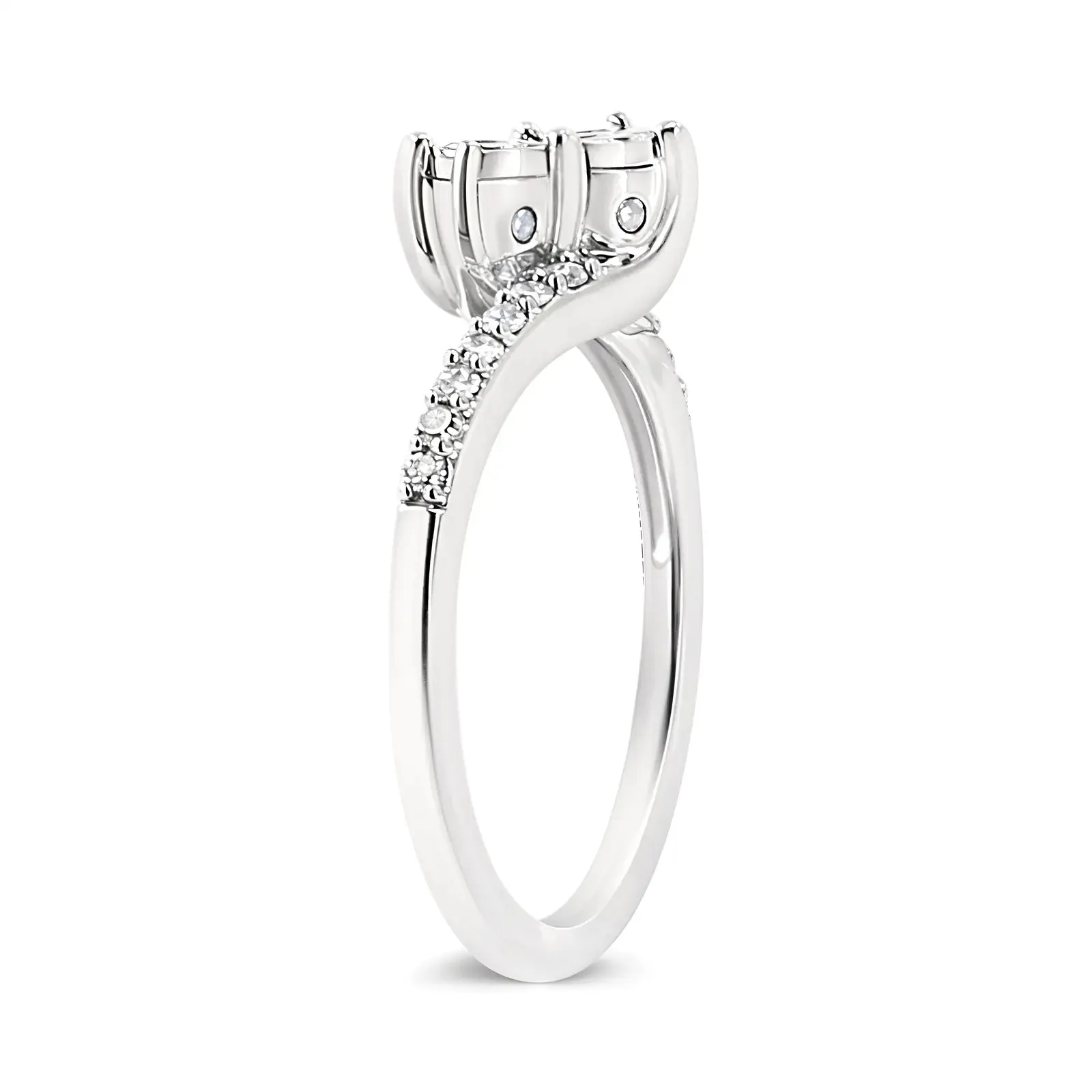 Elegant Double Diamond Engagement Ring in 10K White Gold - Size 6, .25 CTTW