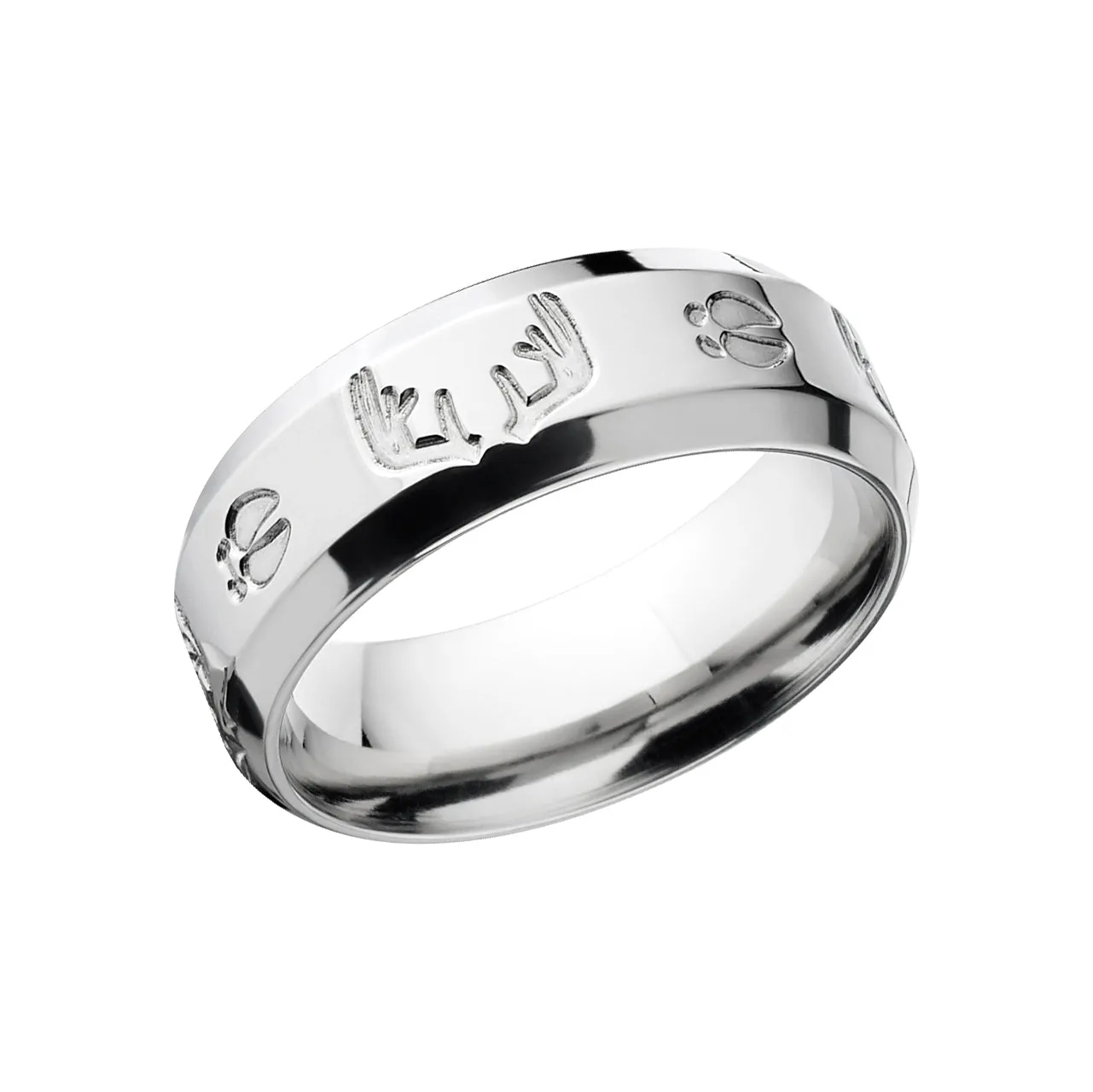 Elk Rack and Track - Titanium Men's Wedding Rings