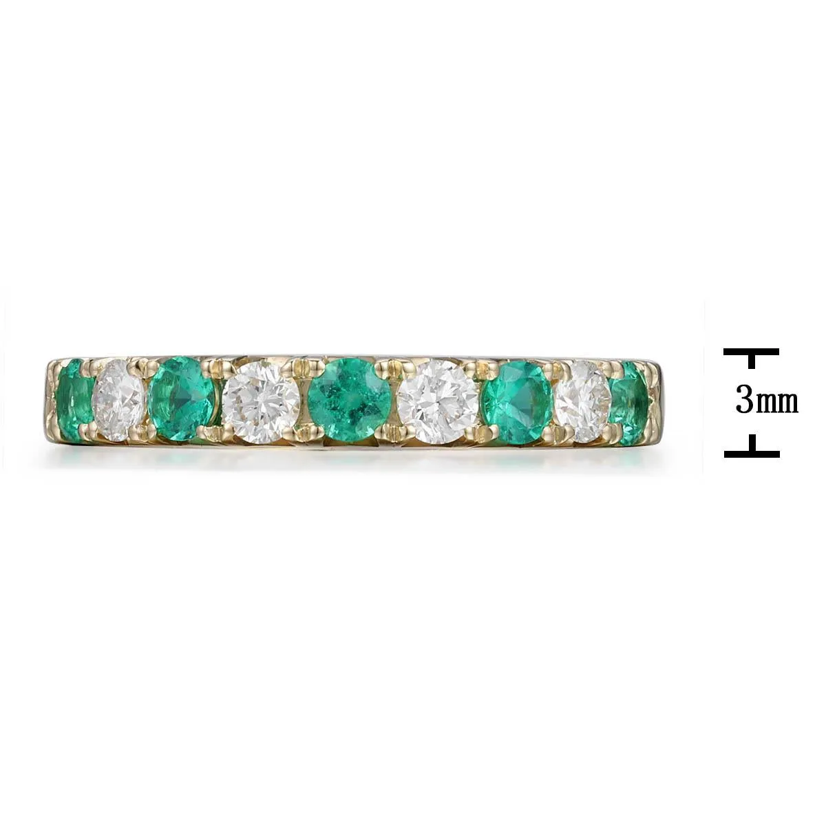 Emerald & Diamond Alternating Yellow Gold Eternity Band