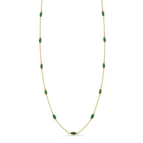 Emerald Marquise Shape Necklace 18K Yellow Gold