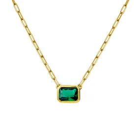 EMERALD PAPERCLIP NECKLACE