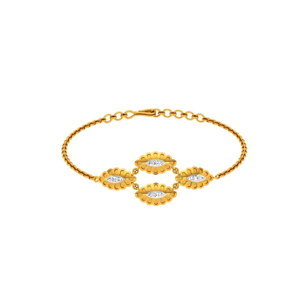 Enclosed Oval-shaped Gold Bracelet