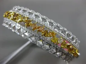 ESTATE LARGE GIA 14.44CT WHITE & INTENSE YELLOW DIAMOND 18K 2TONE GOLD BRACELET